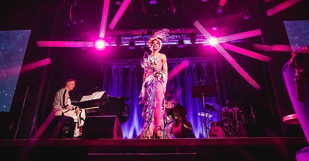 'RuPaul's Drag Race' winner Yvie Oddly onstage at the Zero Waste Daniel "Sustainable Fashion Is a Cabaret" fashion show at NYC's Midnight Theatre on Sept. 9, 2024