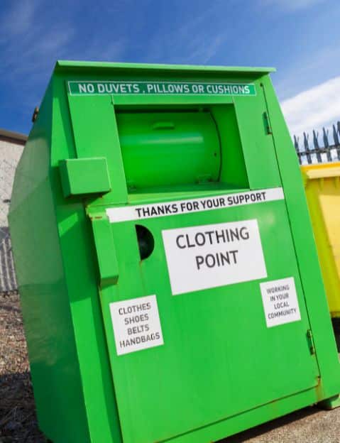 Recycling bin made to recycle clothes.