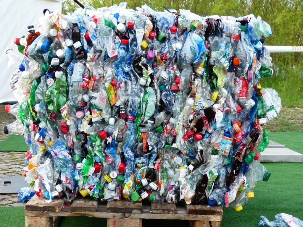 A large bundle of plastic trash to illustrate the importance of eco friendly plastic